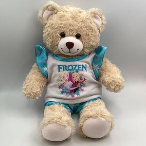 Build A Bear Happy Hugs Teddy Wearing Disney Frozen Elsa And Ana Pajamas